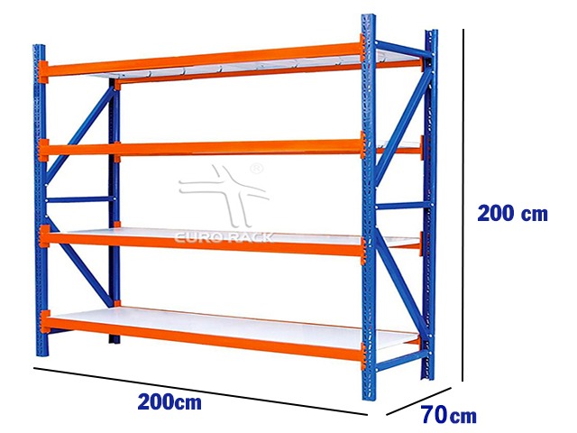 Industrial warehouse 4-tier medium duty steel rack