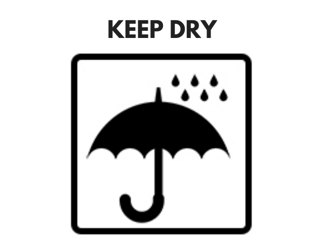 Ký hiệu cảnh báo hàng hóa tránh tiếp xúc với nước hoặc lưu trữ trong điều kiện ẩm ướt